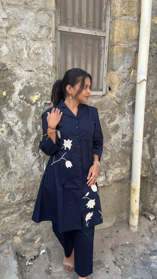 Cotton shirt kurta and pant set for women

