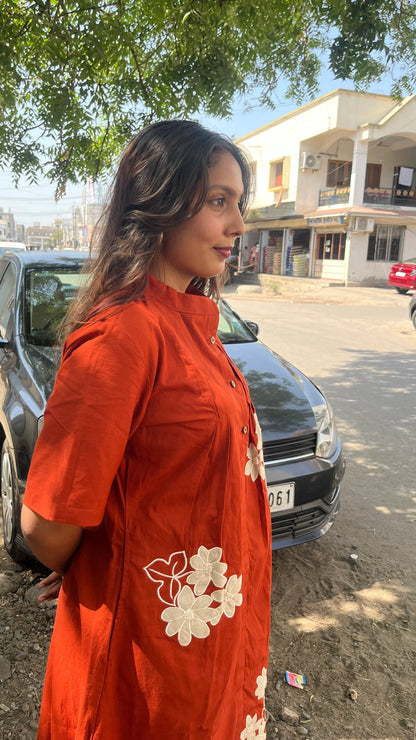 Rust appliqué dress